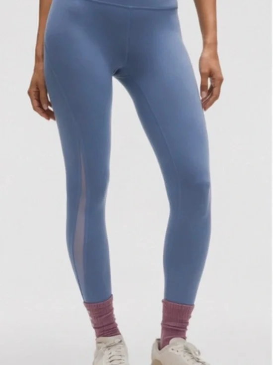 lululemon athletica Dusty Blue Ankle Leggings with Sheer Side Panels