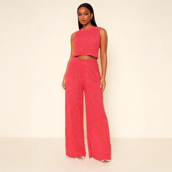 A333-A • Coral Crinkle Ribbed Two Piece Set