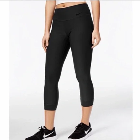 Nike Ten|One Black Running Gym Cropped Workout Leggings Sz S