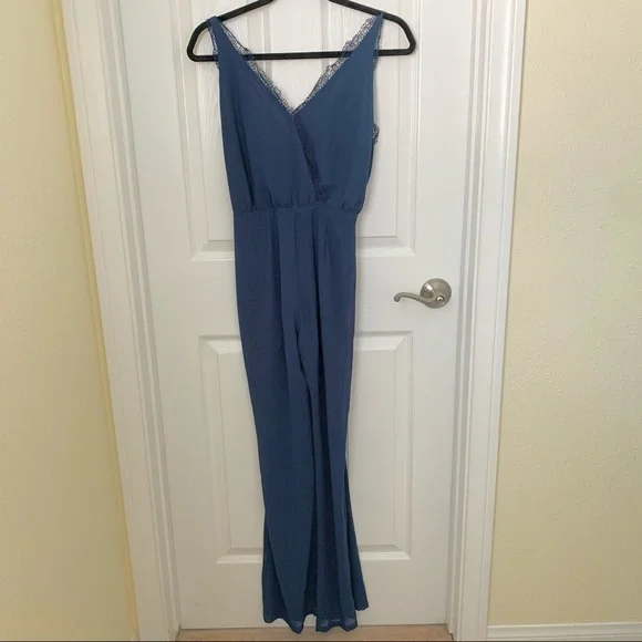 Cotton Candy Blue Lace Jumpsuit Small