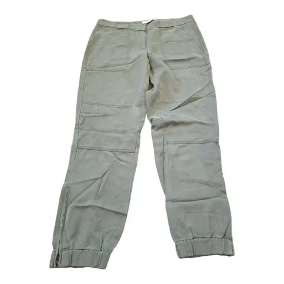 LOFT Green Khaki Lyocell Pull On‎ Zippered Ankle Joggers Size 2
