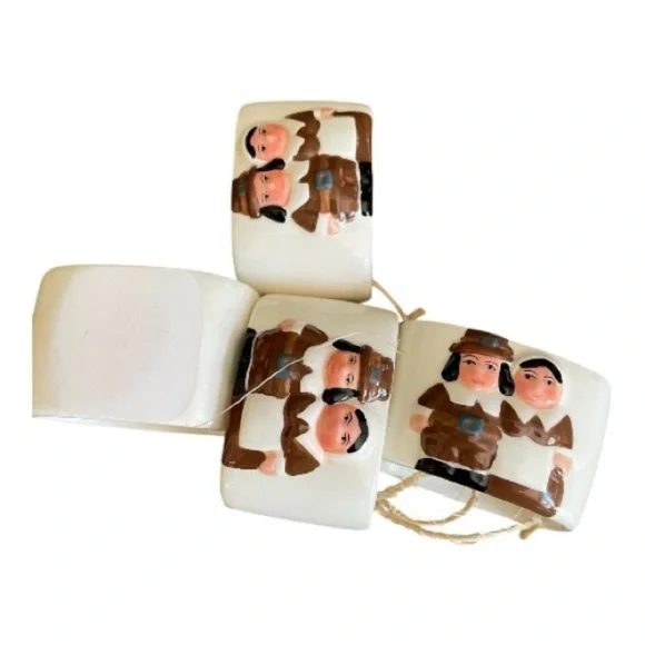 Publix Handcrafted Pilgrim Thanksgiving Napkin Rings from Publix, Vintage.
