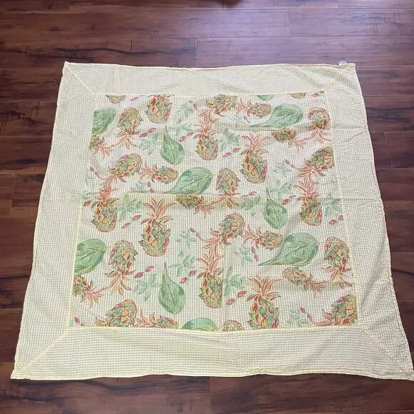 April Cornell Cotton Breakfast Tablecloth Square Yellow Seersucker 52