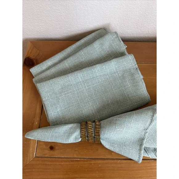 Ralph‎ Lauren Holland Dinner Napkins Sage Gr Polyester Dobby Slub Textured 19x19