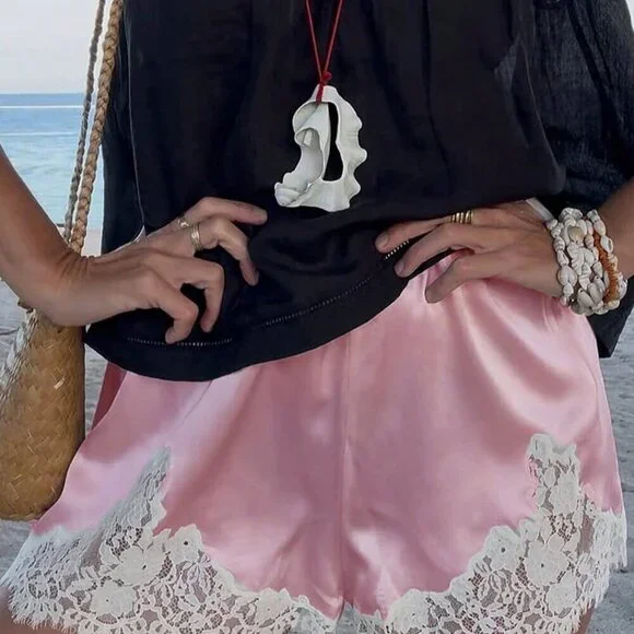Pink Casual Women Boho Lace Pettipants
