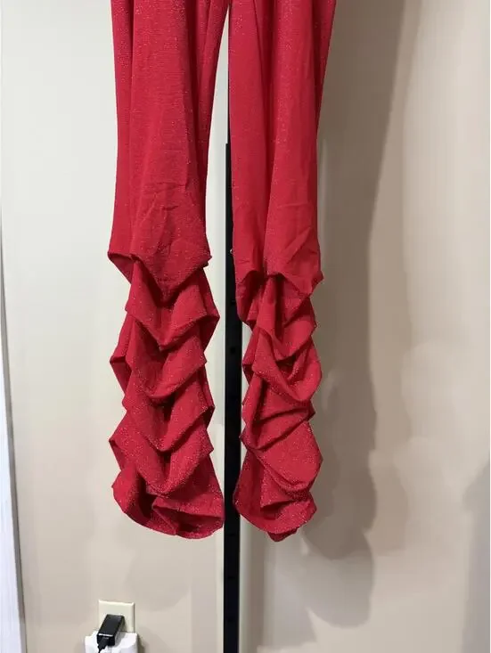 Red Ruffled Leggings Size Small polyester