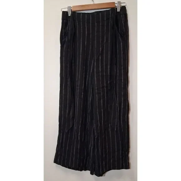 Wilfred aritzia womens small hi rise wide leg black light pants viscose crop