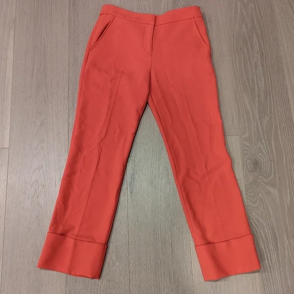 Trina Turk Vibrant Red Orange Cropped Pants