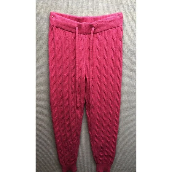 Joyfunear Cableknit Leggings Size M Pink Drawstring Waist Tapered Leg Barbiecore
