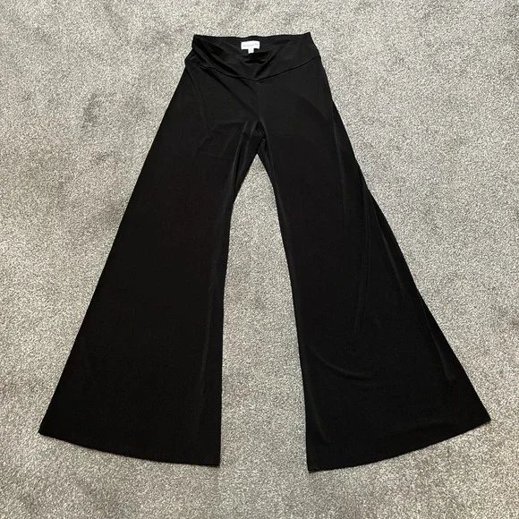 Veronica M Flare Leg Pants Boho Sz Medium Palazzo Black Stretch USA Women's