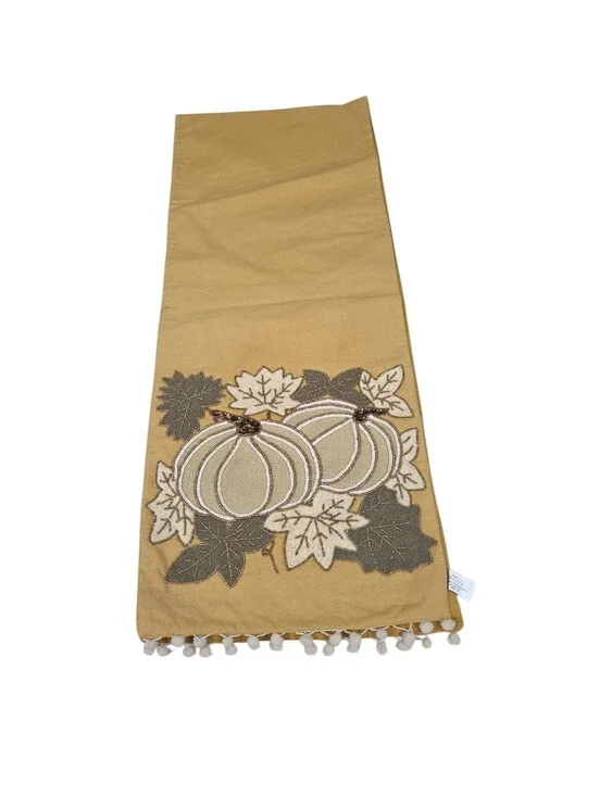 Burton + Burton Pumpkin Table Runner Sequin Beaded‎ Fall Festive Size 14x72