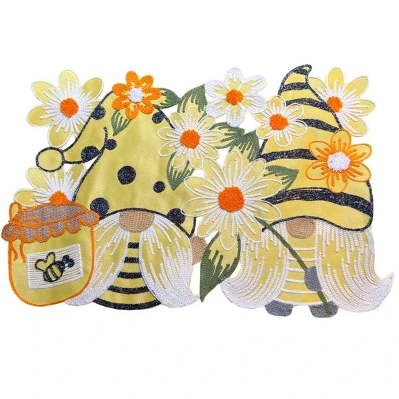 Handmade Bumble Bee Table Runner Floral Applique‎ Yellow Orange Accent