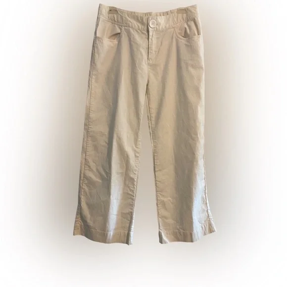 Tulle Anthropologie Crop Cotton Linen Low Rise Wide-Leg Pants White Size 6