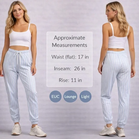 Rachel Parcell Light Blue Striped Joggers‎