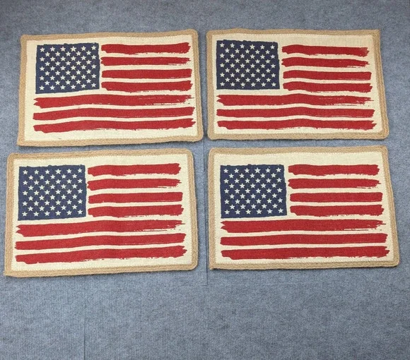 Jute Placemats American Flag Americana Retro July 4th Patriotic Southern Trad