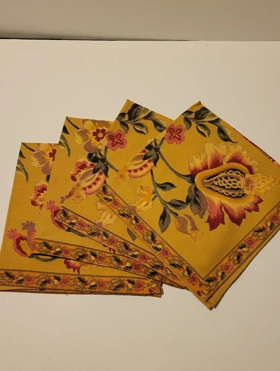 Vintage April Cornell Cotton Dinner Napkin (NWOT) Set of 4 Floral