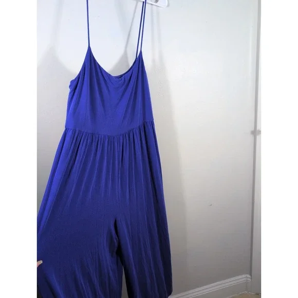 Wilfred Jumpsuit Womens Blue 1X Wide Leg Spaghetti Strap Sleeveless Aritzia