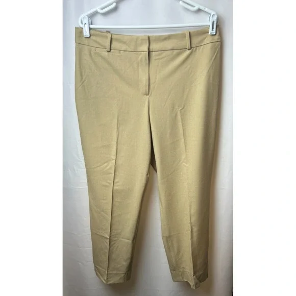 Talbots Pants Womens 12 Beige Curvy Crop Capri Stretch Pockets Casual NWT