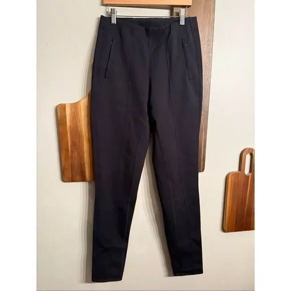 Lululemon Black Pleated Zip Pockets Pull-On Stretch Tapered‎ Ankle Pants Size 6
