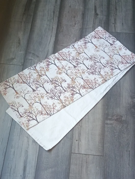 Able Tree Pattern Table Runner in White, Brown, Gold