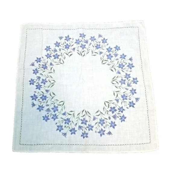NEW Froso Handtryck Linen Centerpiece Table Cover Sweden Purple Flowers 22