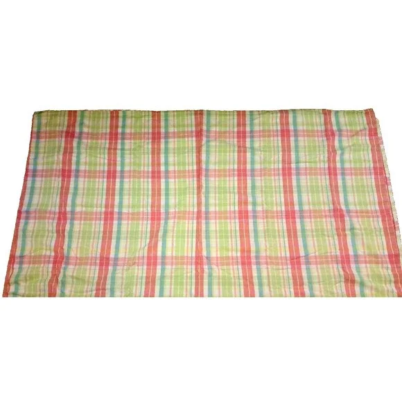 NEW Kohls Blossoms & Blooms Tablecloth Pastel Plaid Pink Green Easter NWOT 60x84