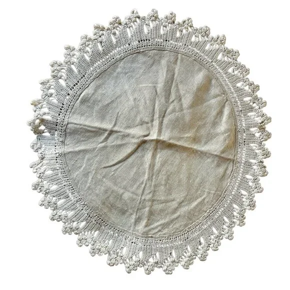 Linen & Crochet Doily Centerpiece 18.5