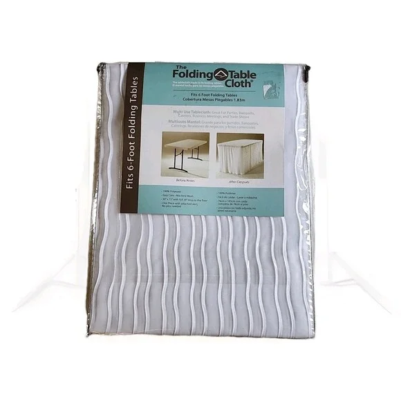 6 Foot Folding Table Cloth White 30x72x29‎