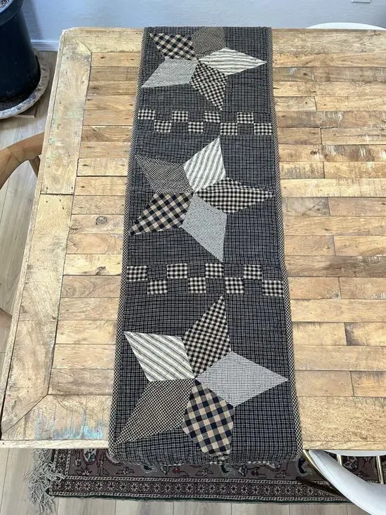 Handmade Quilted Table Runner Rectangle Patchwork Star Pattern 50