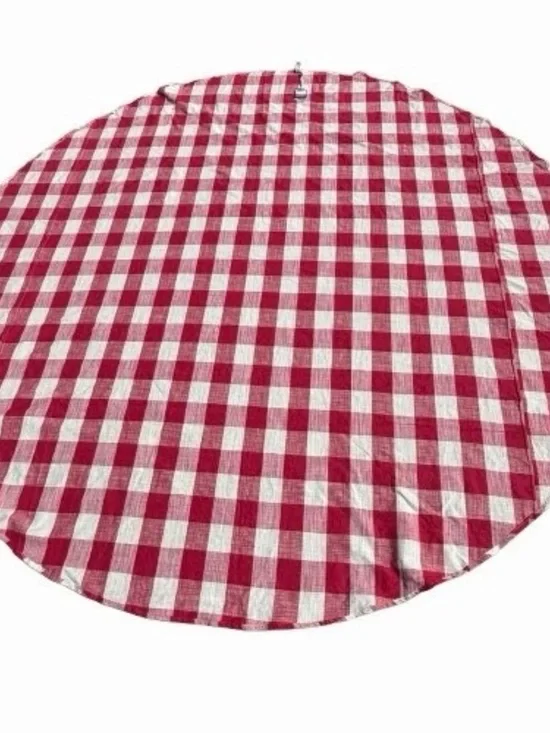 April Cornell Red Cottage Check Round Tablecloth 88