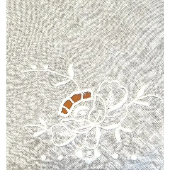 Set of 4 Vintage Linen Napkins 2 Hot Rolls Basket Liners Embroidered Cottagecore