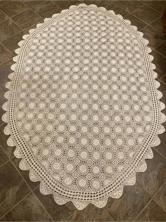 Vintage Hand Crochet Lace Tablecloth