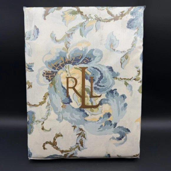 LRL Ralph Lauren Tablecloth Oblong 60x120 Hadley Aqua Blue Floral Cotton Cottage