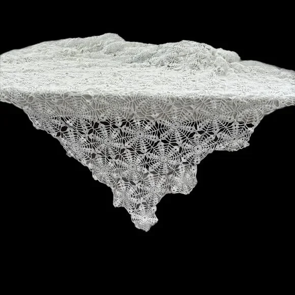 Vintage Cutter Cottagecore Crochet Tablecloth Handmade Shabby Decor Heritage