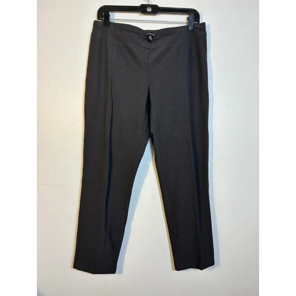 Eileen Fisher Pull On Straight Leg‎ Pants Women's Sz M Black Quiet luxury
