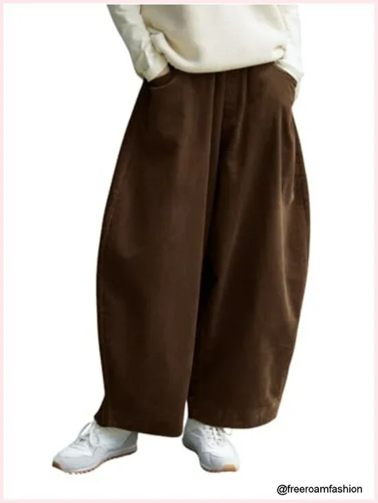 Corduroy Barrel Pants Wide Leg Vintage Mid Rise Y2k Baggy Boyfriend Pants