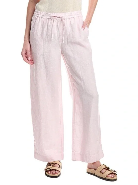 Tommy Bahama Pale Pink Wide-Leg 100% Linen-Blend Pants