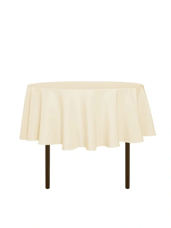 Round Tablecloth Water Resistant Spill-Proof Polyester 48” ROUND - BEIGE