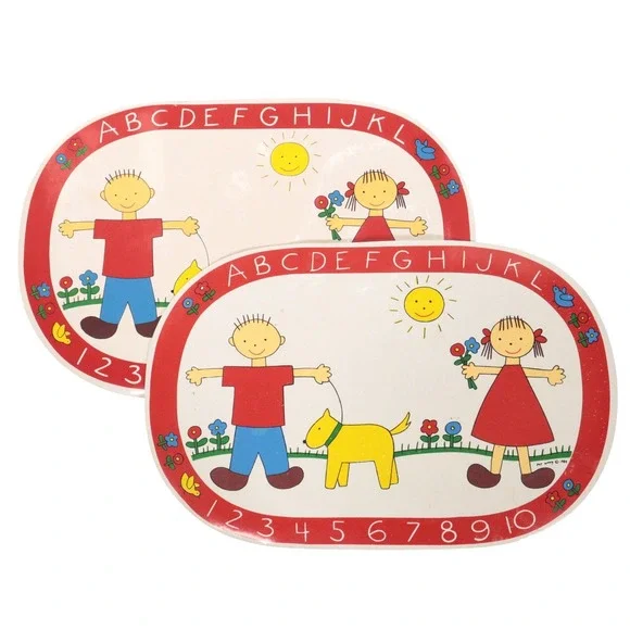 Vintage Children's Placemats Alphabet Numbers Educational School Pat Wong 1984