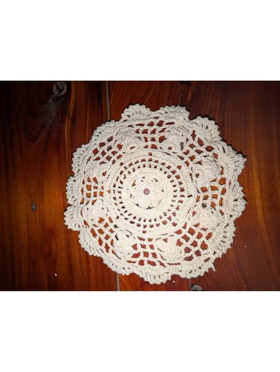 Handmade Crochet Doily 8x8 Inches Cream Cotton