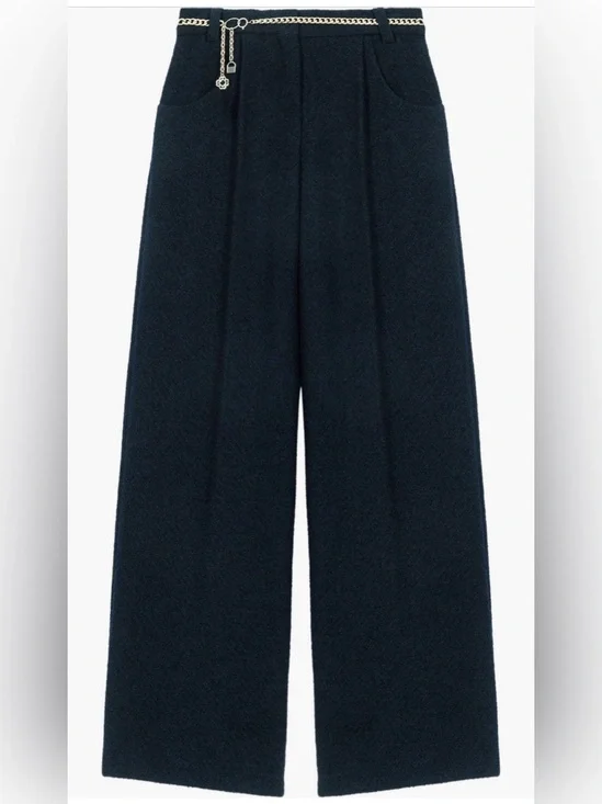 Maje Tweed trousers with chain‎ belt