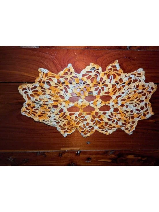 Handmade Crochet Doily Table Decor in Yellow and Cream