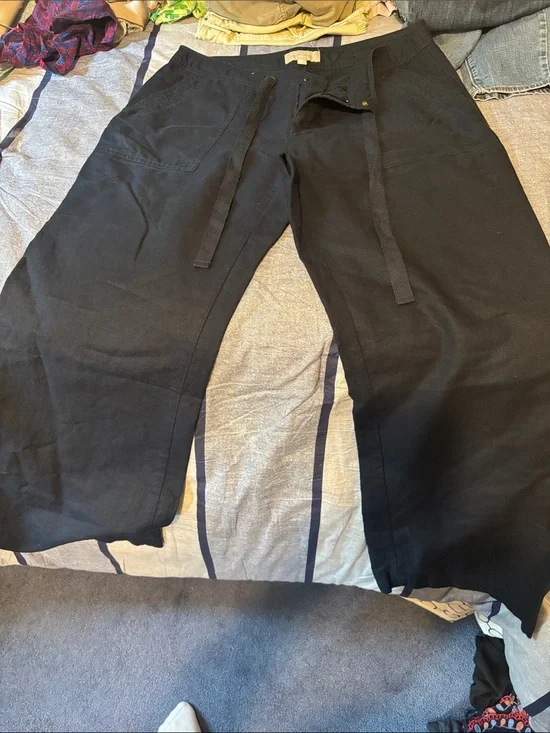 Banana Republic Women’s Navy Blue Linen Casual Drawstring Pants