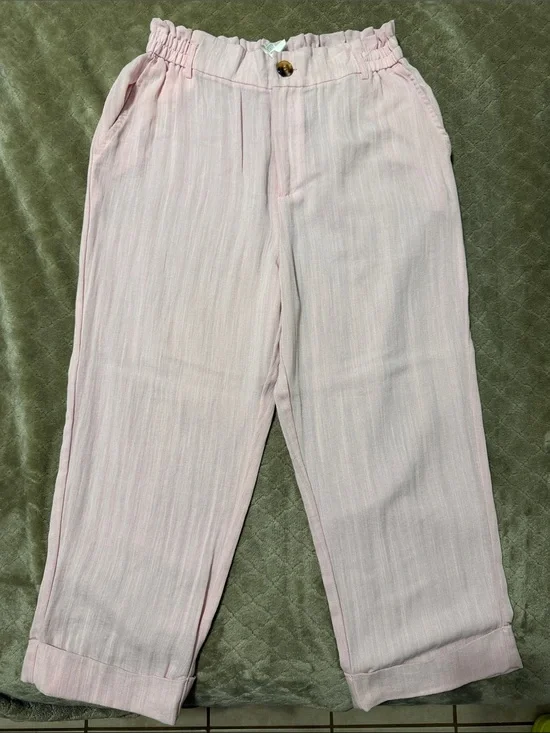 HALARA Light Pink Elastic-Waist Cuffed Capris