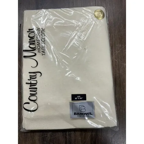 NEW Vintage Country Manor Tablecloth 60x84 Cream Color BARDWILL ‎ Fine linens