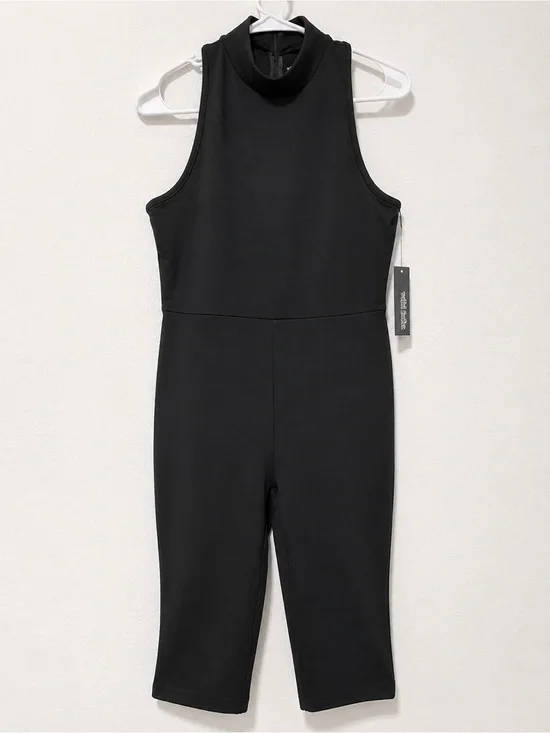 Wild Fable ButterBliss Black Mock Neck Sleeveless Jumpsuit Cropped Women’s L NWT