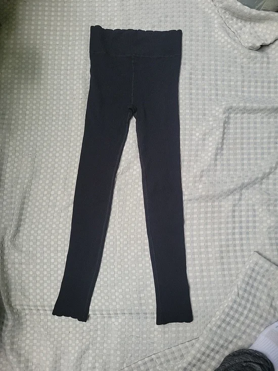 Anthropologie Black Ribbed High-Waist Leggings S