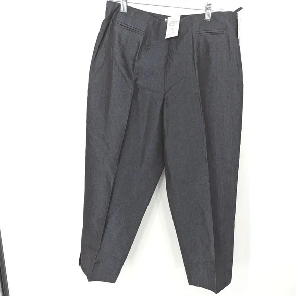 Talbots Collection Trousers 14 Navy Blue‎ Cotton Viscose Pants Cropped Italy NWT
