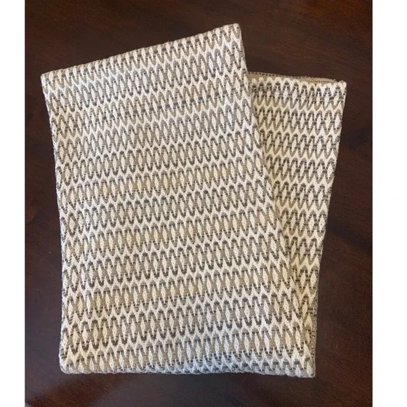 Food Network Table Runner Woven Geometric Cotton Tan Grey Cream Neutral 13