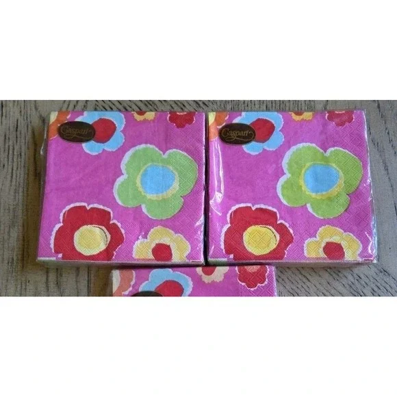 Caspari Napkins Paper Cocktail Napkins Lot Of 2 Guest Paper Towels Flowers NOS